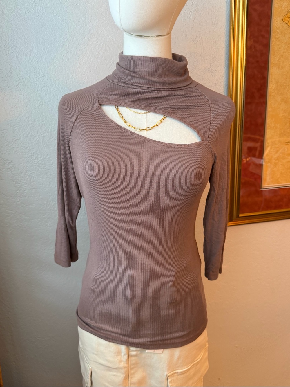 LAmade Ribbed Cutout Turtleneck Top – Size M – New with Tags